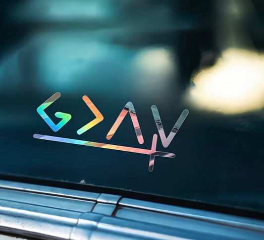 God Is Greater Than The Peaks and The Valleys Vinyl Decal with Cross