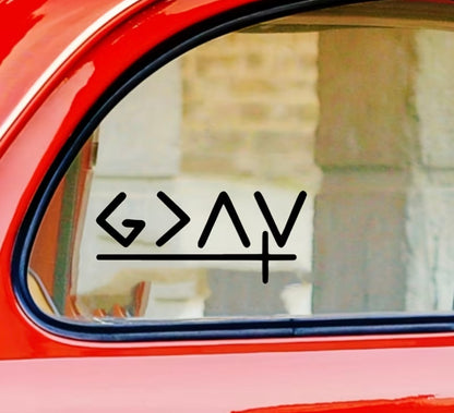God Is Greater Than The Peaks and The Valleys Vinyl Decal with Cross