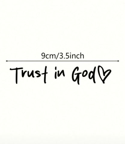 Bible Verses Christian Mirror Sticker - Trust In God, Faith Hope Love, Self Adhesive Shiny Look, Teacher Gifts, "Trust In God" Pattern With Heart Shape