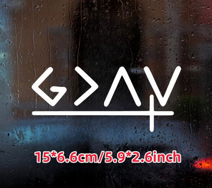God Is Greater Than The Peaks and The Valleys Vinyl Decal with Cross