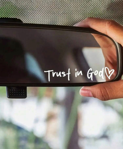 Bible Verses Christian Mirror Sticker - Trust In God, Faith Hope Love, Self Adhesive Shiny Look, Teacher Gifts, "Trust In God" Pattern With Heart Shape