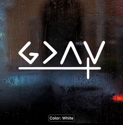 God Is Greater Than The Peaks and The Valleys Vinyl Decal with Cross