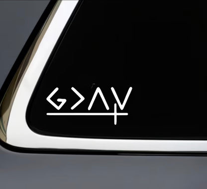 God Is Greater Than The Peaks and The Valleys Vinyl Decal with Cross