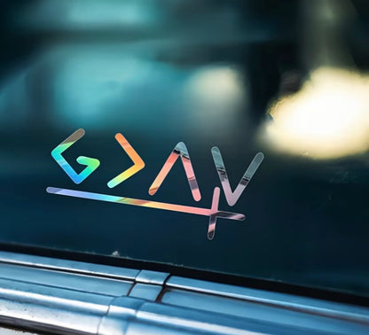 God Is Greater Than The Peaks and The Valleys Vinyl Decal with Cross
